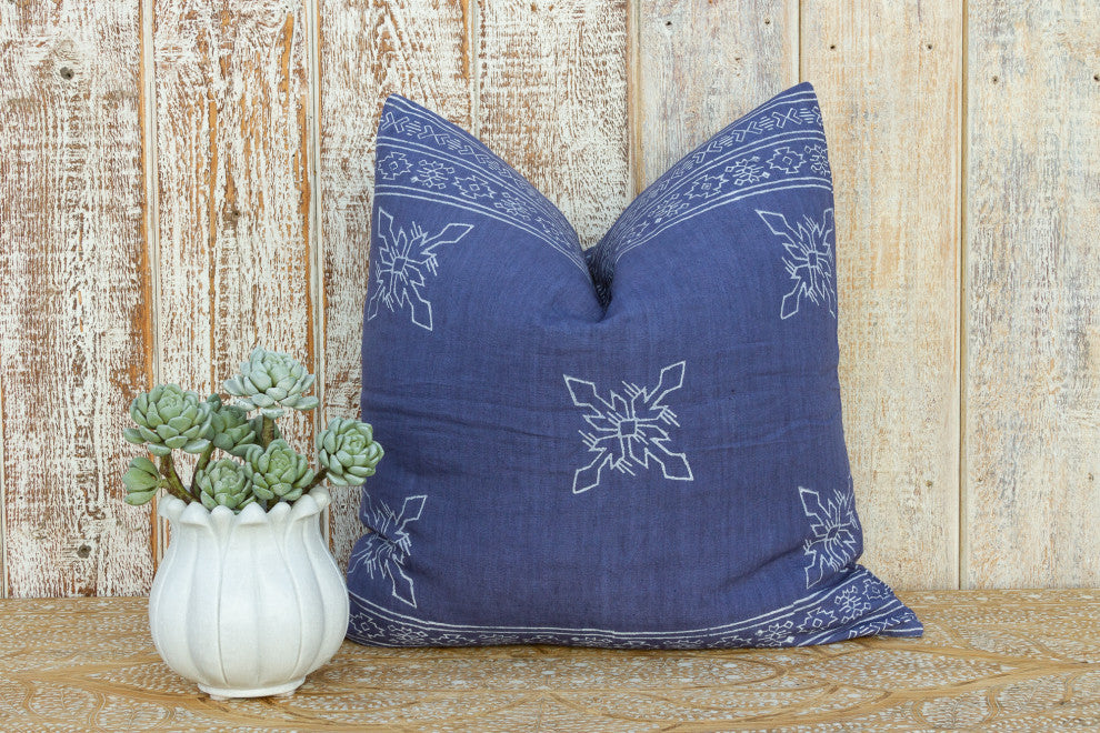 Blue Citlalee Aztec Block Print Pillow