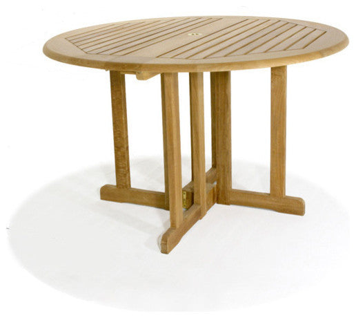 5-Piece Teak Set, 48" Butterfly Table, 4 Giva Chairs, Sunbrella Cushion, Teal