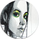 Black Illustrated Girl, Portrait Painting Disc Metal Wall Art, 11"