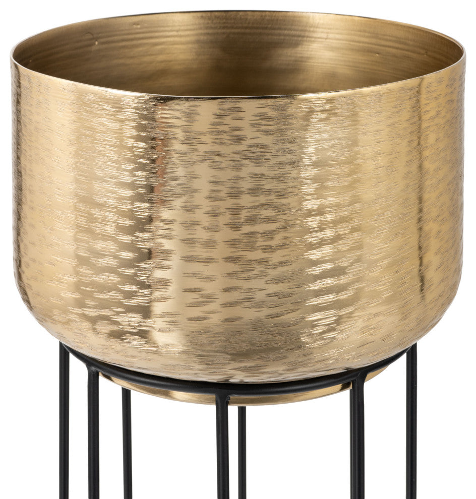 Thallo Gold Metal Floor Planters, Set of 3
