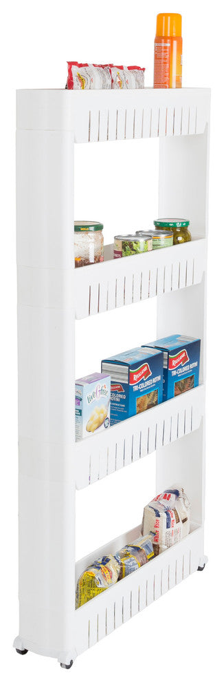 Slim Slide Out Storage Cart with Wheels by Lavish Home, 4-Tier