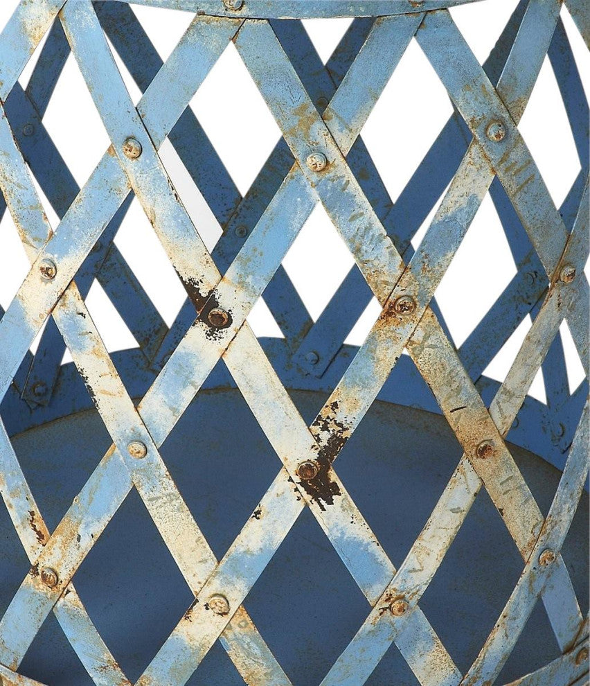 Primitive Blue Iron Side Table for Living Spaces