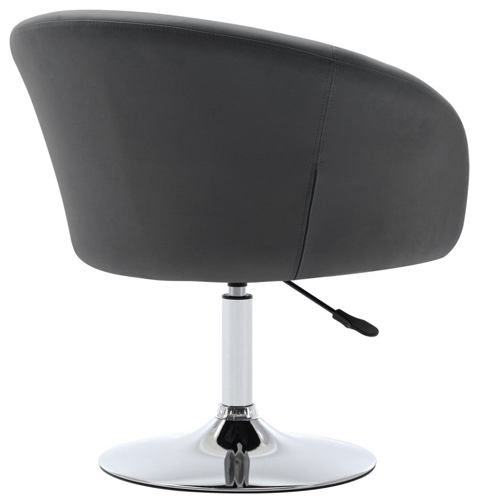 Minimalist Swivel Barrel Chair, Grey-Pu
