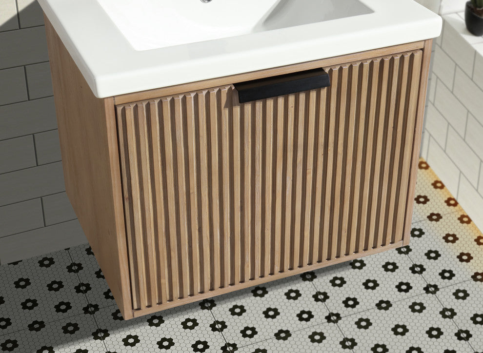 Ari Kitchen and Bath San Diego Bath Vanity, Weathered Fir, 24", Floating