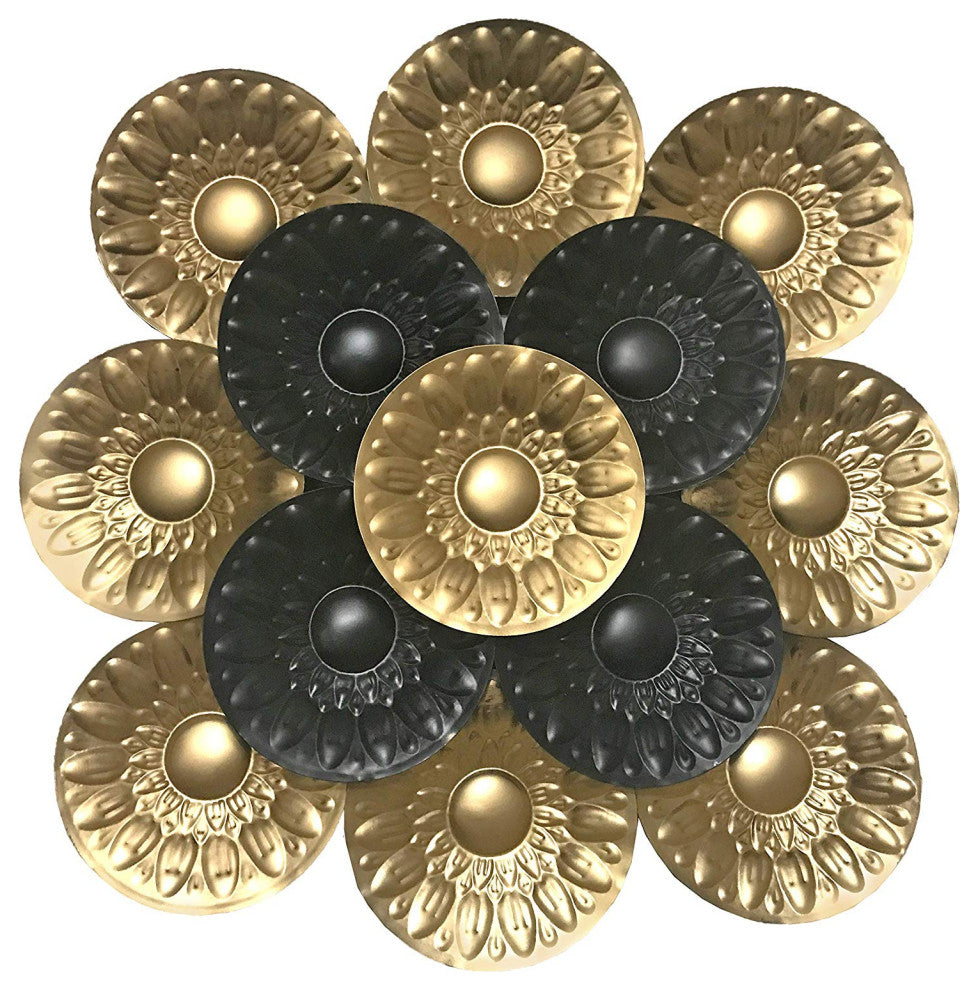 DecorShore Black Gold Abstract Metal Decorative Wall Art