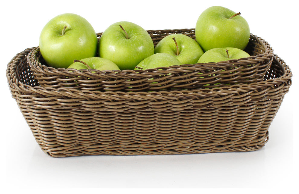 PLASKET Multicolor 3 Piece Rectangle Poly Wicker Basket Set