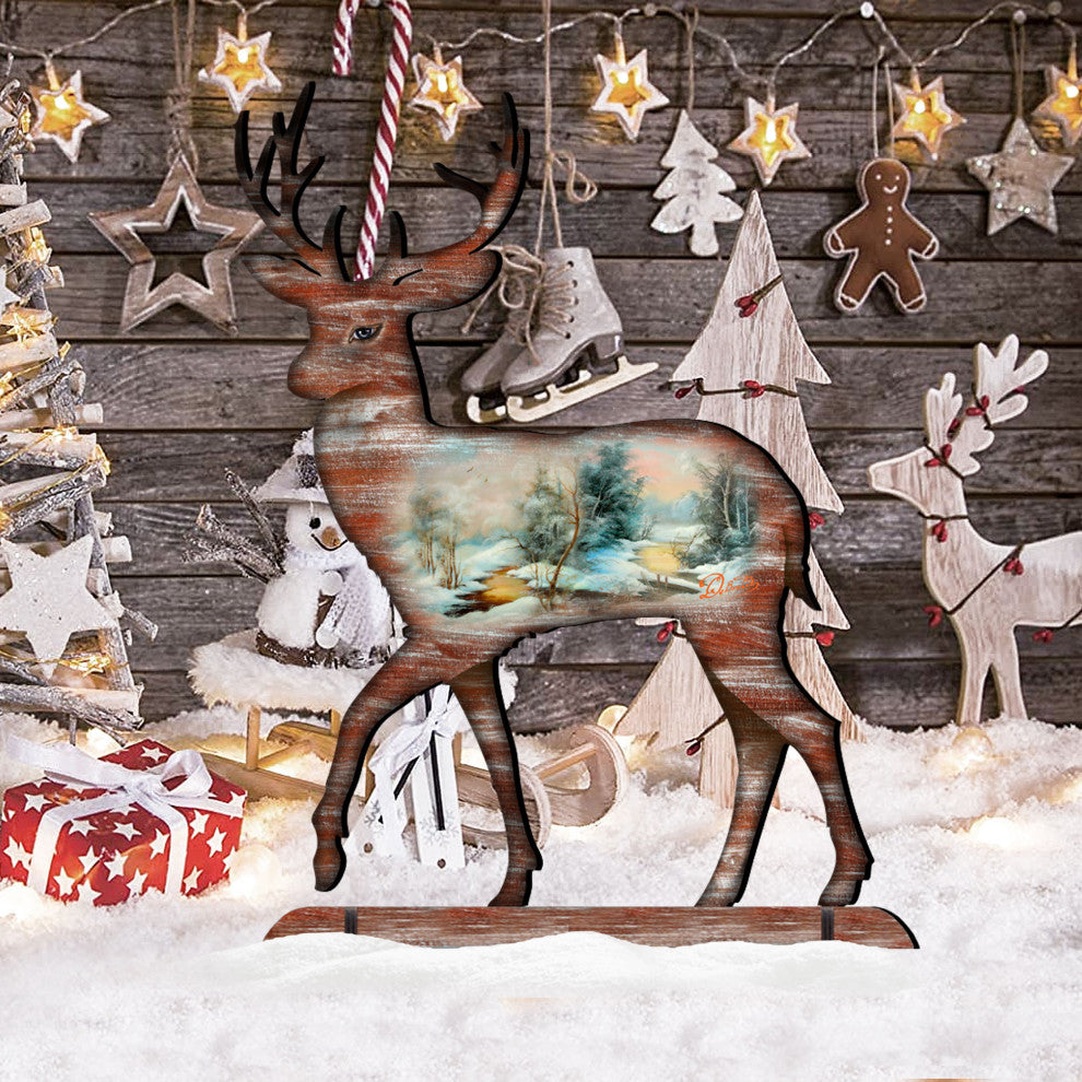 Woodsy Deer Scenic 32 Free-Standing Garden Decor