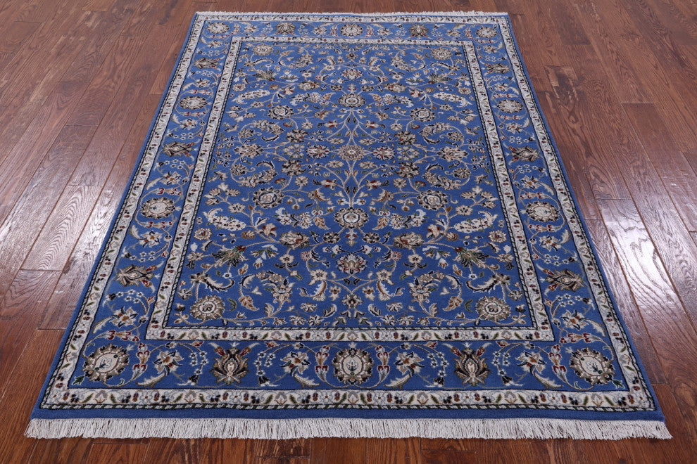 5' 0" X 7' 0" Persian Nain Wool and Silk Hand Knotted Rug Q11650