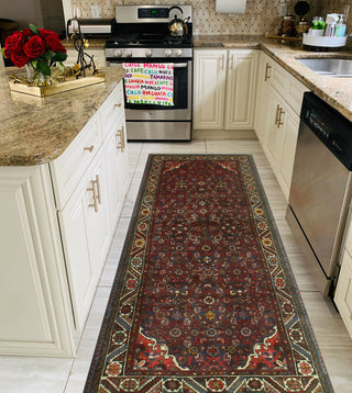 Fine Vintage Distressed Santos Blue/Ivory Runner, 3'4x10'0