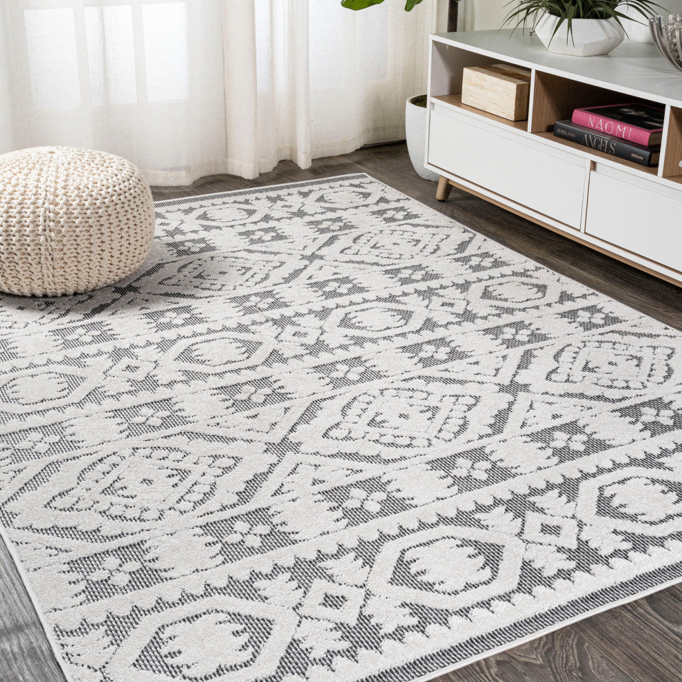 Citta High-Low Pile Mediterranean Tile Indoor/Outdoor Runner Rug