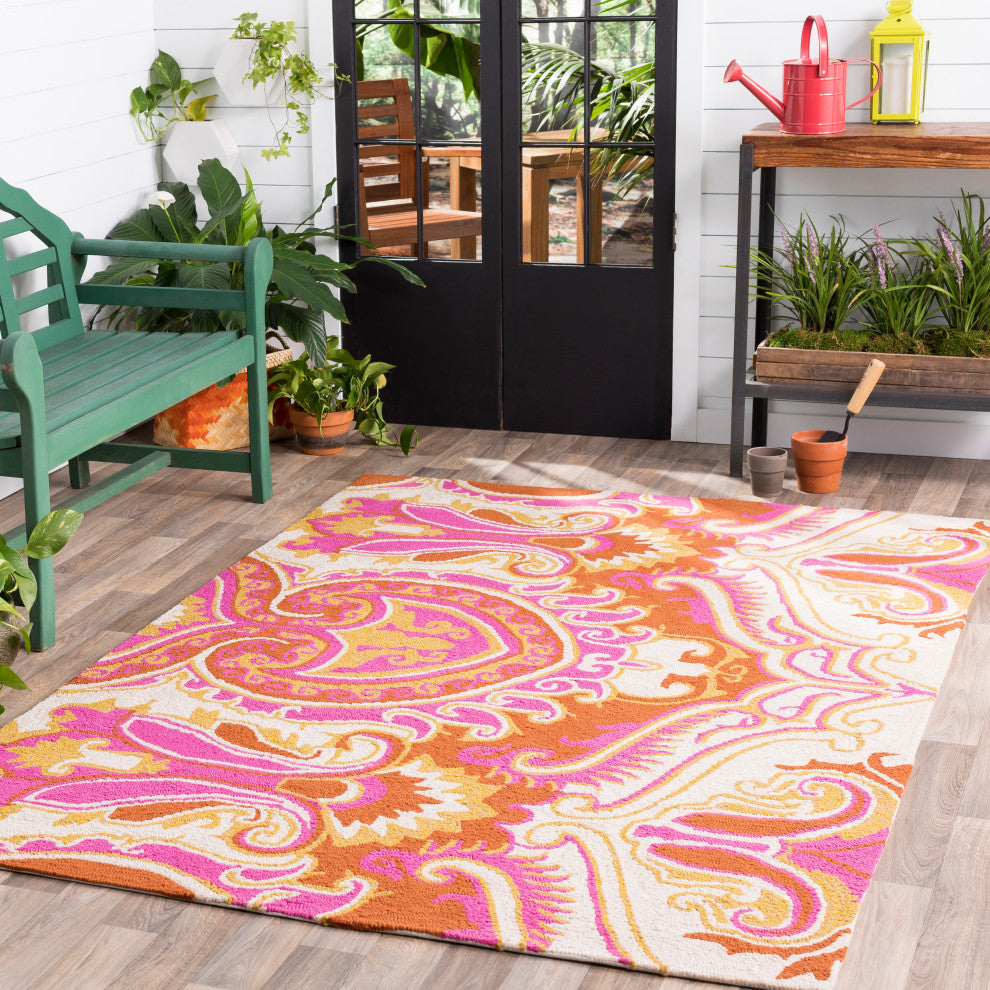 Surya Skye SKE-4003 8'x10' Rug, Fuschia/Mustard/Burnt Orange