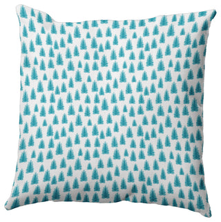 Christmas Trees Pattern Indoor/Outdoor Throw Pillow, Turquoise, 18"x18"