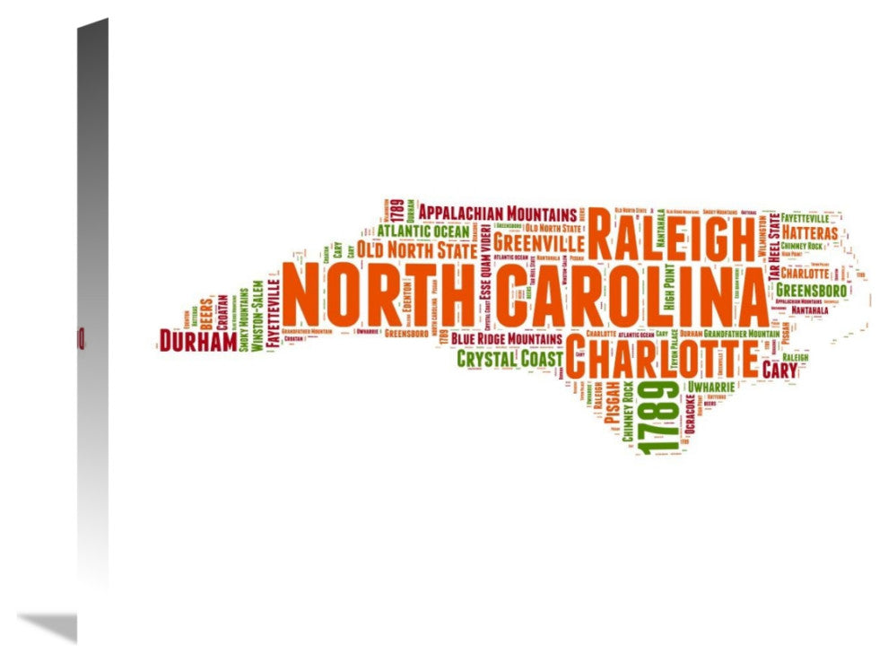 "North Carolina Word Cloud Map" Fine Art Print