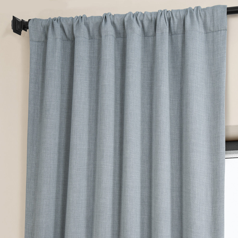 Faux Linen Darkening Curtain Single Panel, Heather Gray, 50"x120"