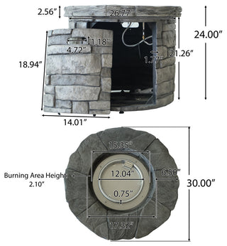 GDF Studio 5-Piece David Outdoor Adirondack Chair Set With Fire Pit, Gray