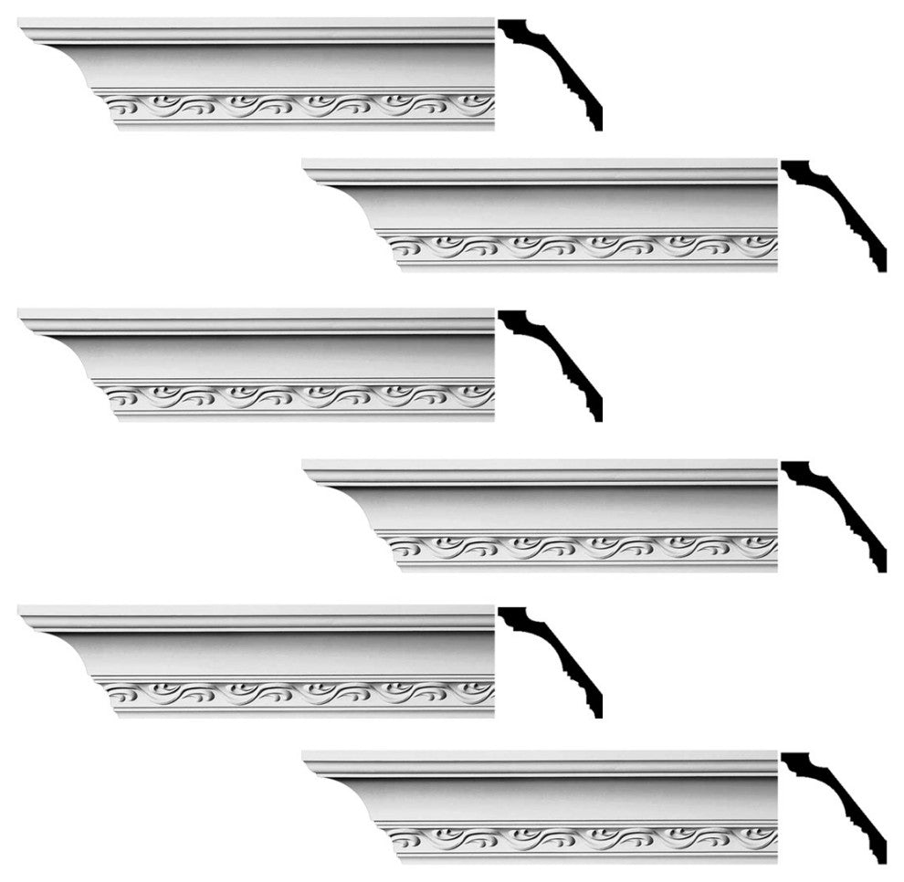Cornice White Urethane Capucina Ornate Design 6 Pieces Totaling 570" Length