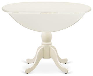 5 Pc Dining Set, 1 Drop Leaves Dining Table, 4 Cream Chair, Linen White Finish