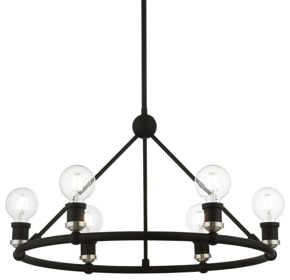 Lansdale 6 Light Black With Brushed Nickel Accents Chandelier