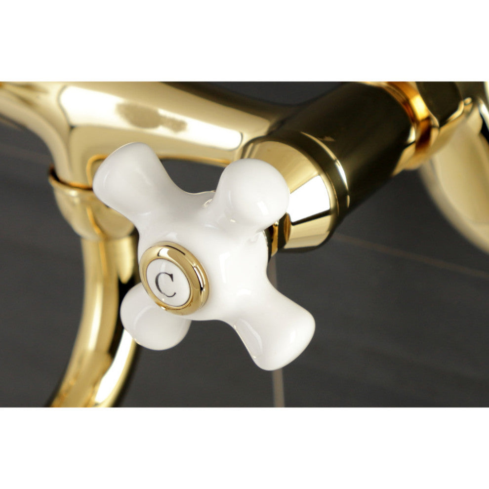 Kingston Brass KS615PB Wall Mount Bathroom Faucet, Polished Brass