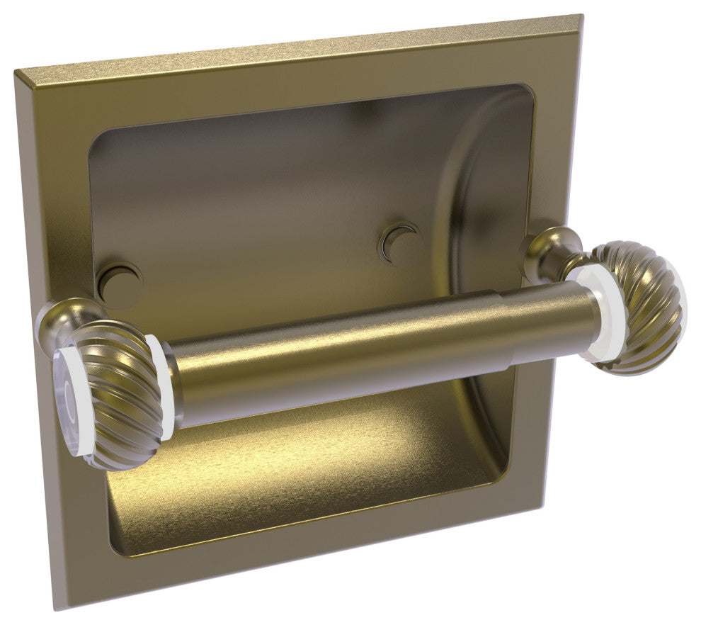 Pacific Grove Recessed Toilet Paper Holder with Twist Accent, Antique Brass