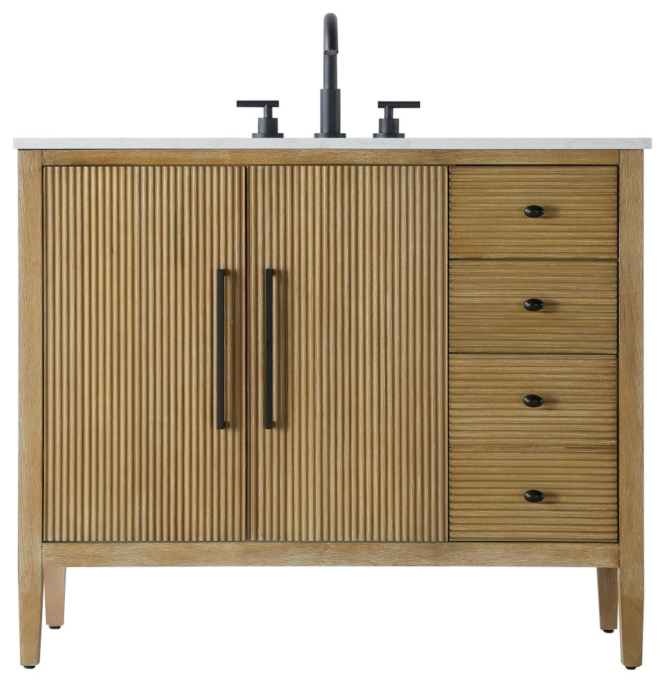 Home Living 42" Single Bathroom Vanity, Linen Oak
