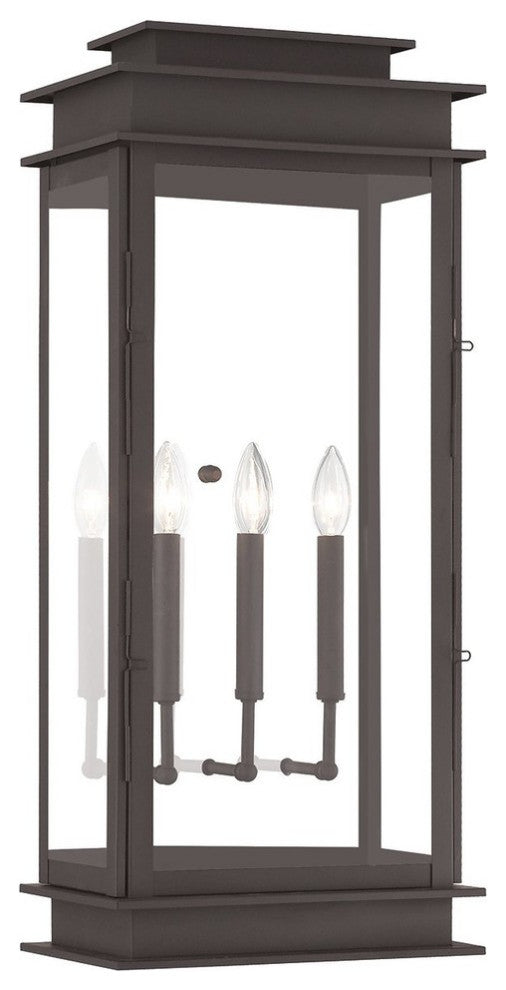 Princeton 3-Light Wall Lantern, Bronze With Clear Glass