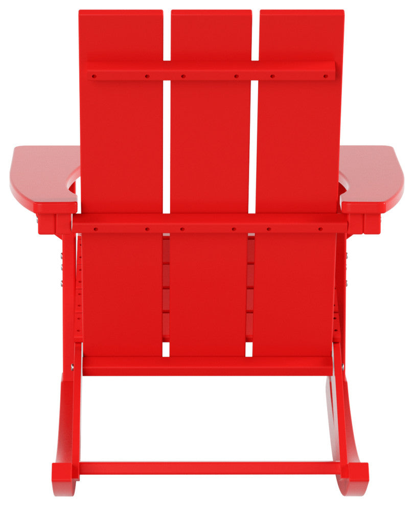 WestinTrends Set of 2 Modern Adirondack Outdoor Rocking Chairs, Red