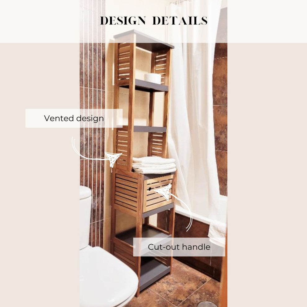 Tall Bathroom Storage Cabinet, Slim Linen Cabinet for Bathroom Organization, Elements
