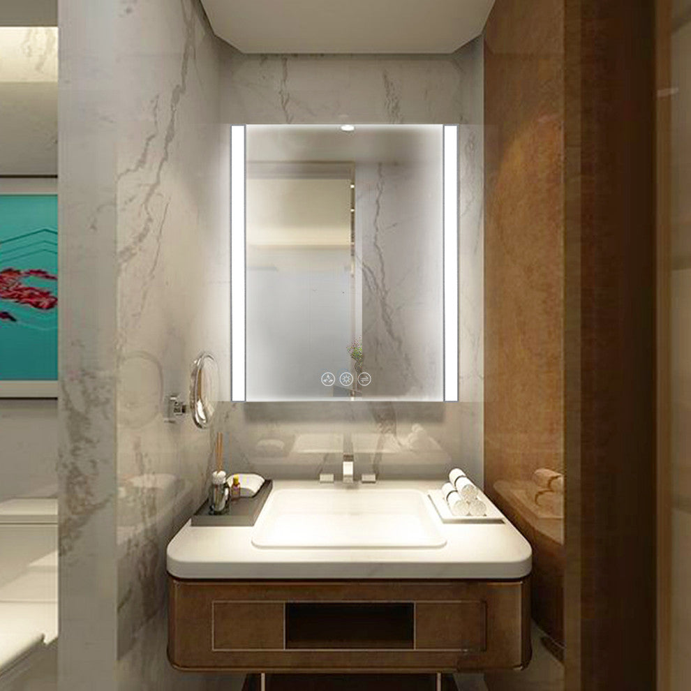 LED Antifog Bathroom Mirror, Dimmer, Adjustable Color, Chrome, 24x32