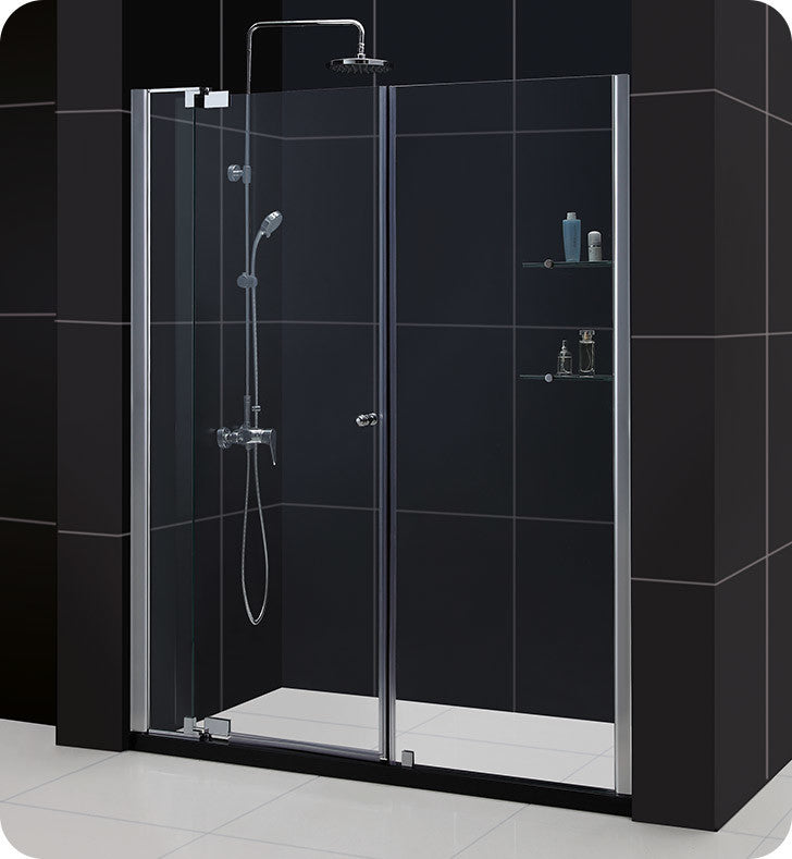 DreamLine Allure 55-56"Wx73"H Frameless Pivot Shower Door, Chrome