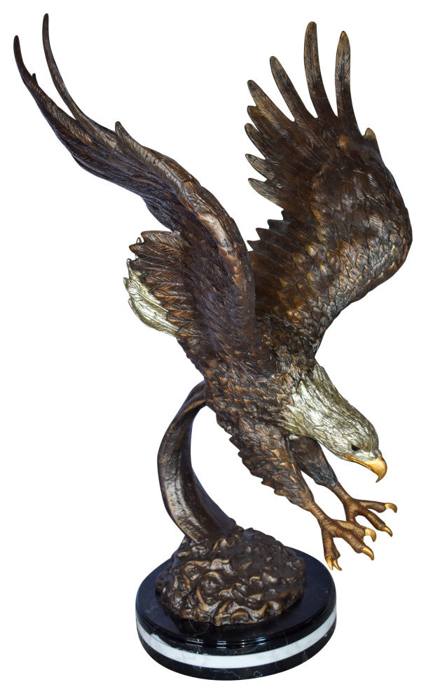 Eagle In Action Diving for His Prey Bronze Statue Size: 21" x 13" x 32"H