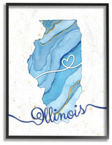 Stupell Industries Illinois Agate Blue US State Design, 24 x 30