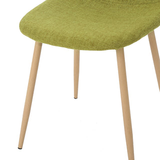 GDF Studio Resta Fabric Dining Chairs With Wood Finished Metal Legs, Set of 2, Green/Light Brown