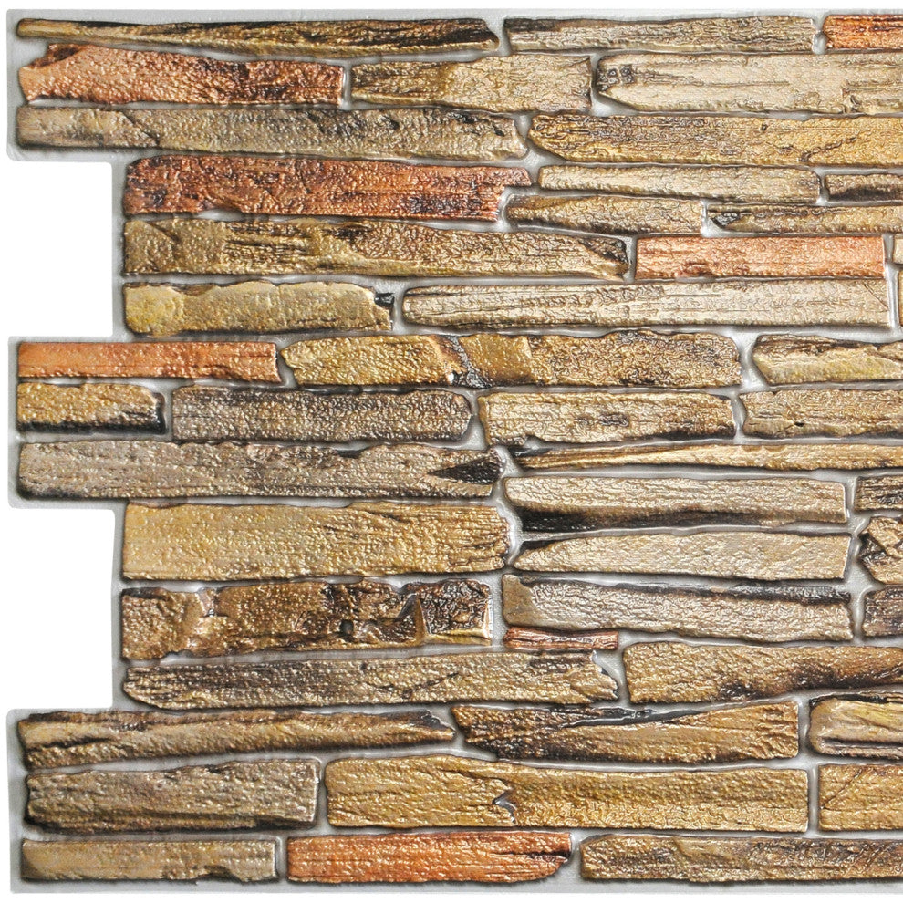Copper Stone 3D Wall Panels, Set of 10, Covers 53 Sq Ft