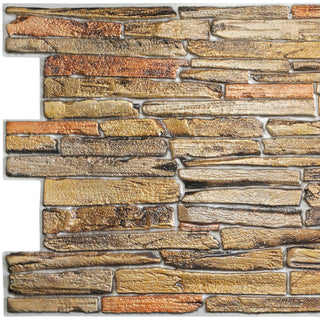 Copper Stone 3D Wall Panels, Set of 10, Covers 53 Sq Ft