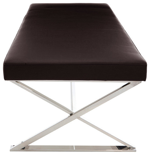 Calais Leather Bench by Nuevo Living, Brown