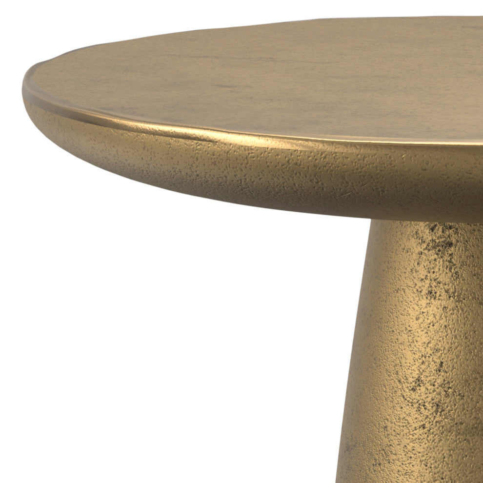 Dominique Cast Aluminum Side Table in Antique Brass