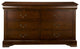 Benzara BM171939 6 Drawer Wooden Dresser With Antique Pulls & Molded Top, Brown