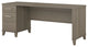 Transitional Desk, Large Design With Wire Management & 2 Drawers, Ash Gray