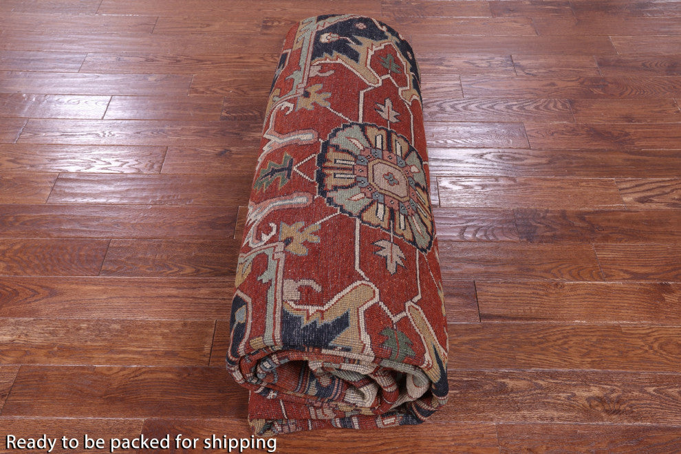 9' 11" X 13' 8" Handmade Heriz Serapi Wool Rug - Q16010
