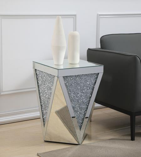 Elegant Modern 18.5" Crystal End Table Silver Royal Cut Crystal