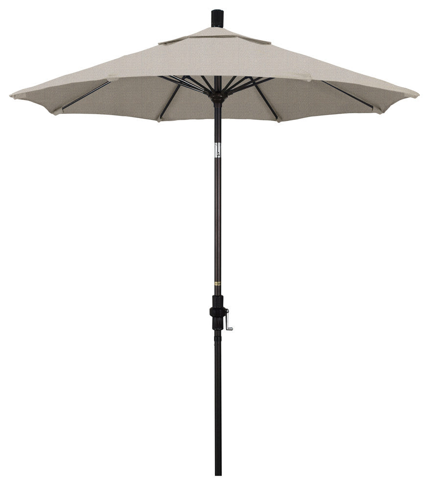 7.5' Bronze Collar Tilt Crank Aluminum Umbrella, Woven Granite Olefin