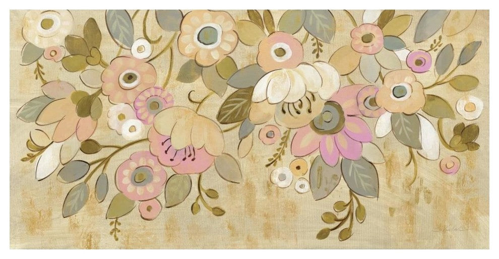 "Decorative Pastel Flowers" Digital Paper Print by Silvia Vassileva, 50"x26"