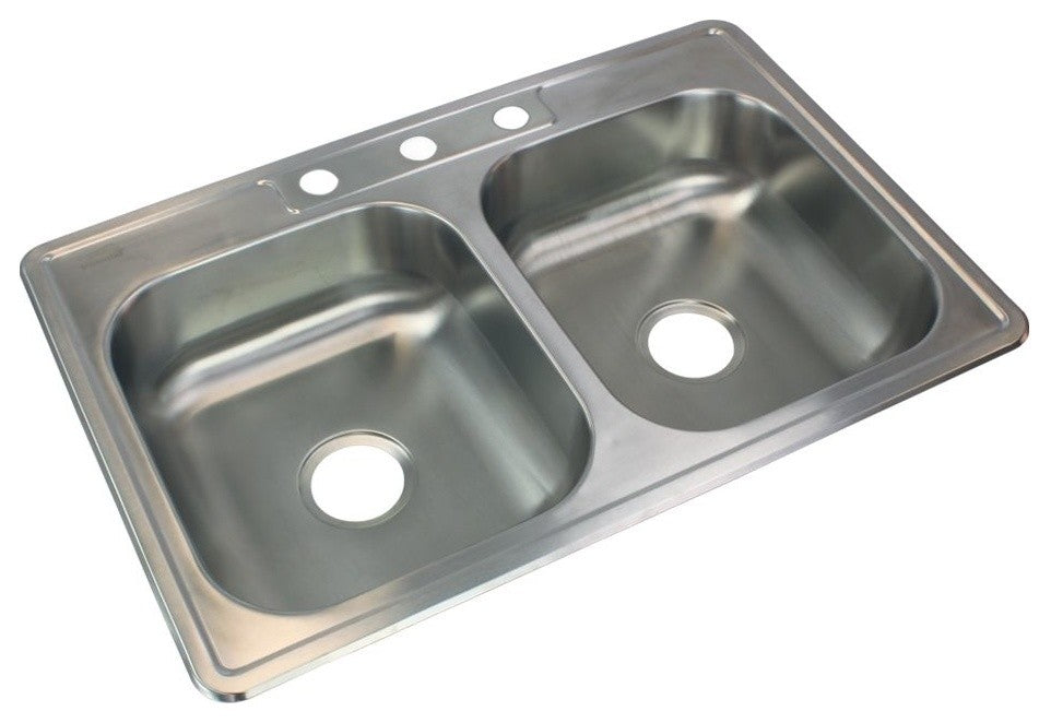 Transolid Select 33"x22 1/64"x6" Double Drop-in SS Kitchen Sink