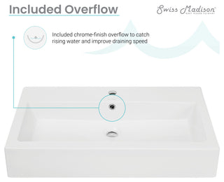 Voltaire Wide Rectangle Wall-Mount Sink, Shiny White