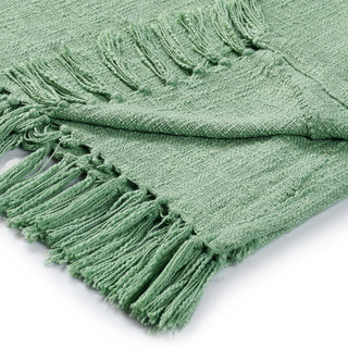 Bohemian Basics Decorative Diamond Tufted Cotton Throw Blanket, Light Green