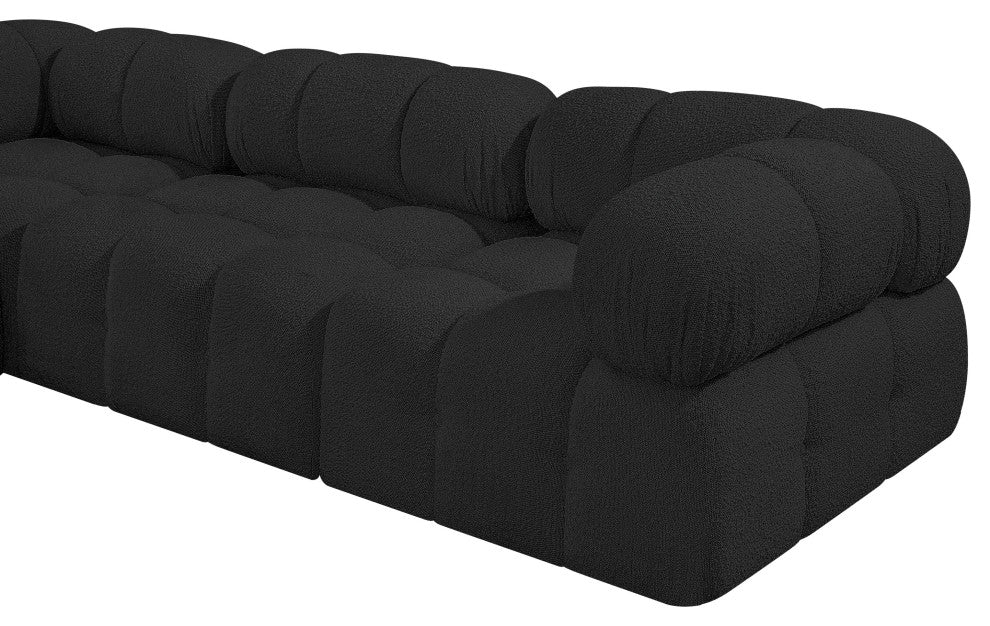 Ames Boucle Fabric L-Shaped Modular Sectional, Black, 6-Piece: 3 Armless Chair, 3 Corner Chair
