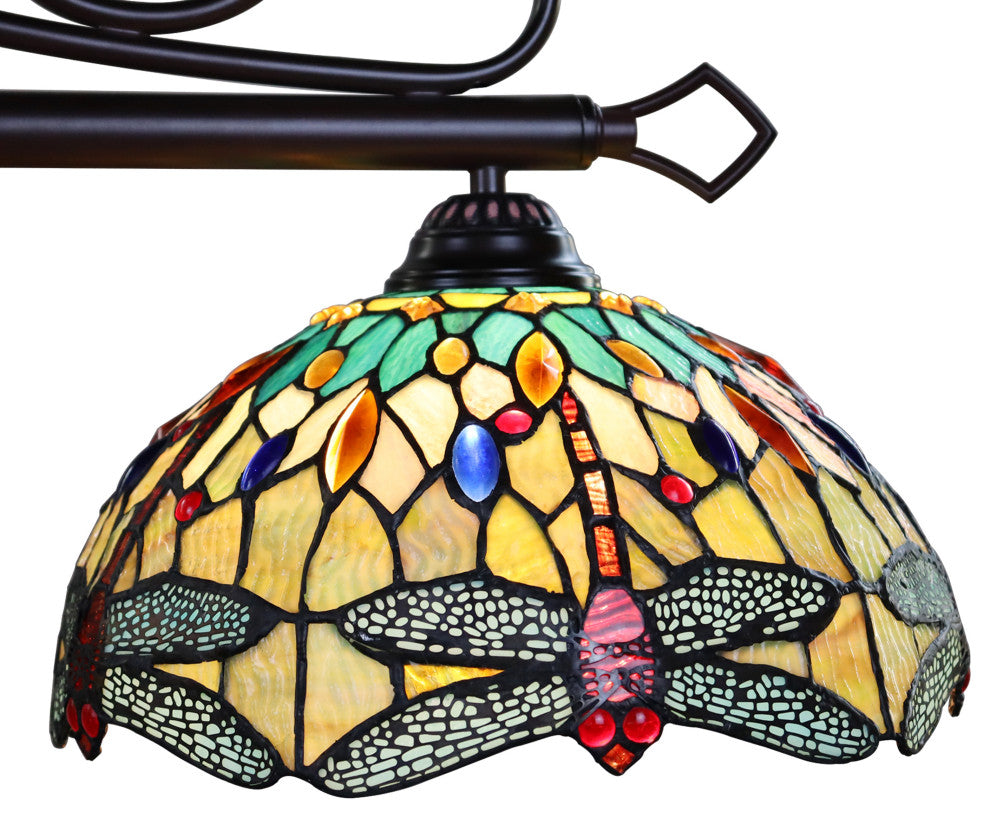 Empress Dragonfly Tiffany-Style Dark Bronze 3 Light Island Pendant 48" Wide