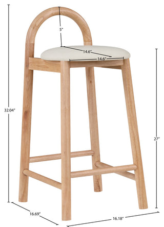 Meridian Furniture Calvin Vegan Leather Stool, Cream, Natural Finish