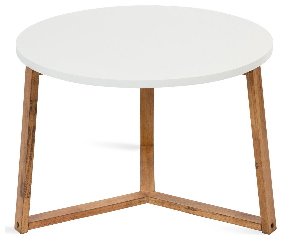 Rioux Wood Coffee Table, White/Natural 26x26x18